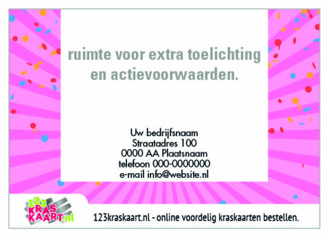 kraskaart roze confetti